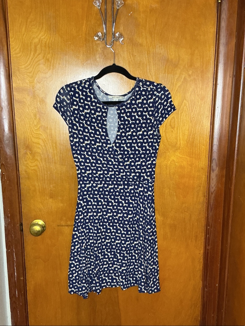 miami Navy and Ivory Floral Keyhole Fit-and-Flare Dress